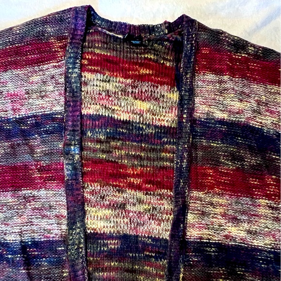 Ultra Flirt Boho Strip Knitted Sleeveless Sweater Vest Kimono Style - Picture 5 of 5